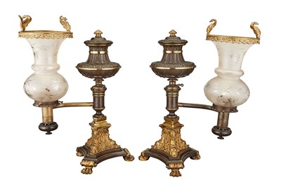 Lot 210 - Pair of Classical Gilt and Patinated-Bronze...