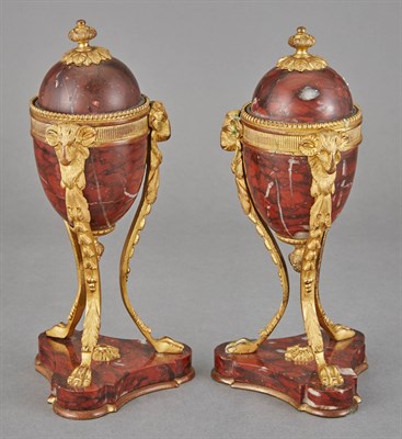 Lot 218 - Pair of Empire Style Gilt-Bronze and Red...