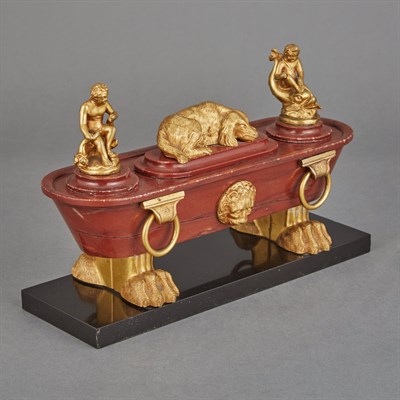 Lot 215 - Empire Style Gilt-Metal, Marble and Slate...