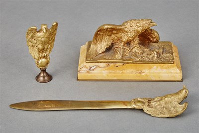 Lot 219 - Gilt-Bronze and Marble Paperweight Albert...