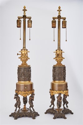 Lot 254 - Pair of Napoleon III Gilt and Patinated-Bronze...