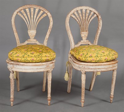 Lot 294 - Pair of Louis XVI Style Painted Side Chairs...