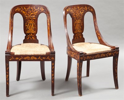 Lot 322 - Pair of Dutch Marquetry and Mahogany Side...