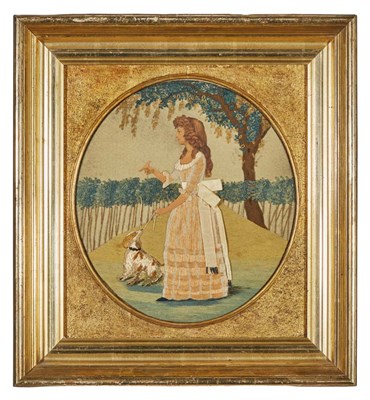 Lot 318 - George III Crewelwork Silk and Paper...