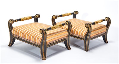 Lot 156 - Pair of Regency Black Painted and Parcel Gilt...