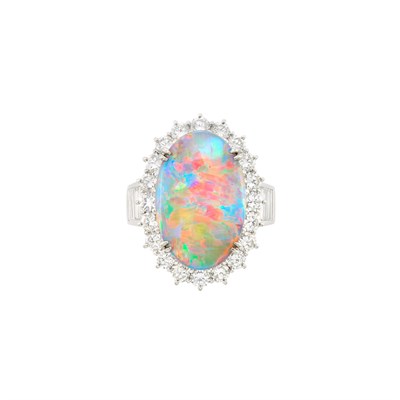 Lot 480 - Platinum, Opal and Diamond Ring