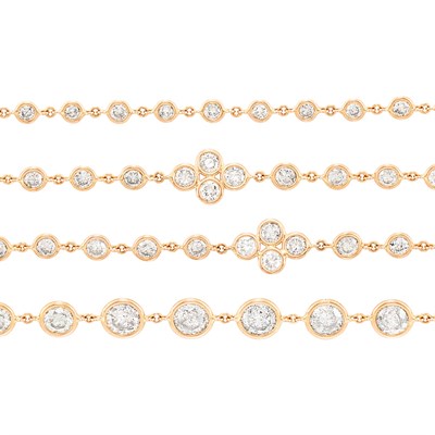 Lot 525 - Long Rose Gold and Diamond Quatrefoil Chain Necklace