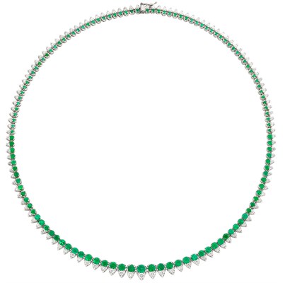Lot 464 - Platinum, Emerald and Diamond Rivera Necklace