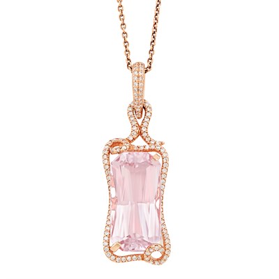 Lot 137 - Rose Gold, Kunzite and Diamond Pendant with Chain