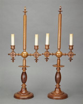 Lot 258 - Pair of Electrified Block and Turned Fruitwood...