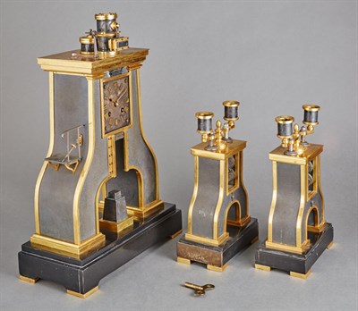 Lot 474 - Guilmet & Japy Freres Clock Garniture The...