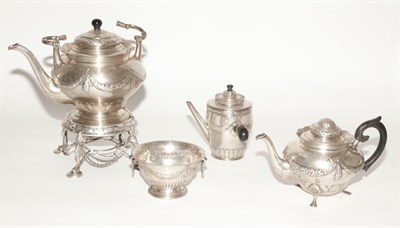 Lot 379 - Assembled Danish Four-Piece Silver Tea and...