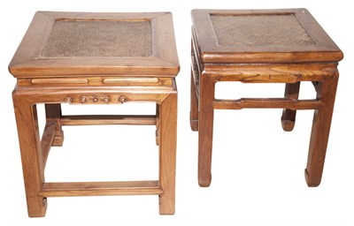 Lot 522 - Two Chinese Hardwood Caned Low Tables Height...