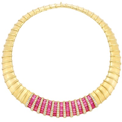 Lot 256 - Gold, Pink Tourmaline and Diamond Necklace, by H. Stern