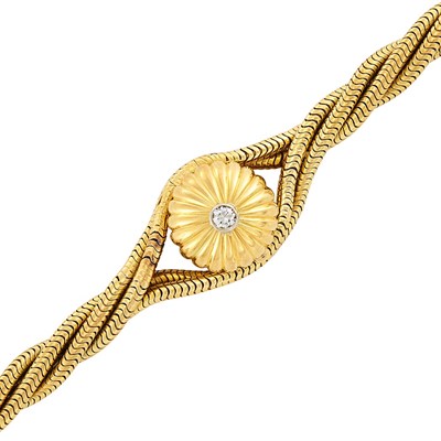 Lot 269 - Four Strand Gold and Diamond Snake Chain Bracelet-Watch, Cartier, France