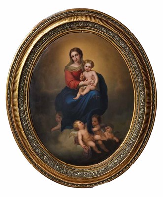 Lot 437 - KPM Painted Porcelain Plaque of the Madonna of...