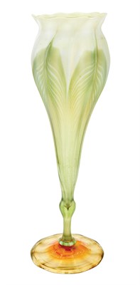 Lot 311 - Tiffany Favrile Glass Floriform Footed Vase...