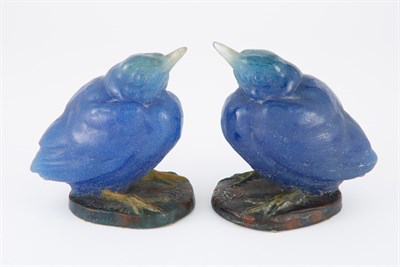 Lot 216 - Two Alméric Walter Pâte de Verre Fledglings...
