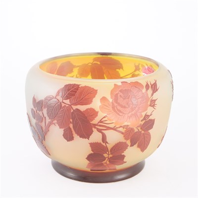 Lot 227 - Gallé Acid Etched Cameo Glass Red Roses Vase...