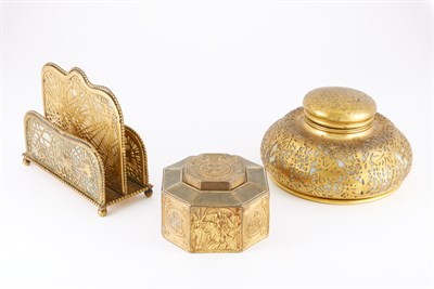 Lot 268 - Three Tiffany Studios Gilt-Bronze and Favrile...