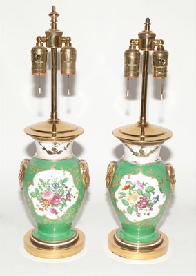 Lot 469 - Pair of English Green Ground Porcelain Table...