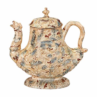 Lot 576 - Staffordshire Solid Agateware Teapot Circa...
