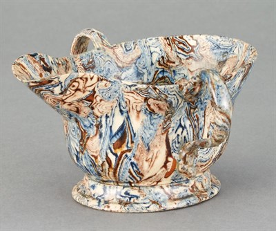 Lot 577 - Staffordshire Solid Agateware Sauceboat Circa...