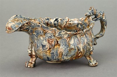 Lot 580 - Staffordshire Solid Agateware Sauceboat Circa...