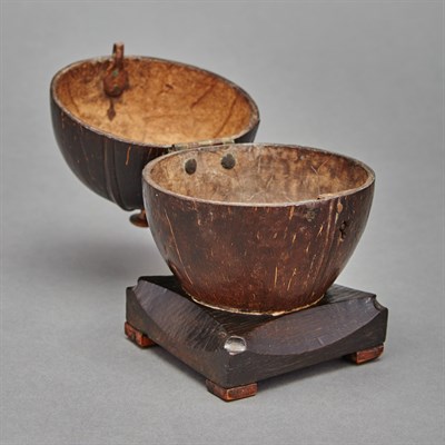 Lot 488 - Coconut Tea Caddy The hinged lid opening to a...