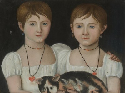 Lot 12 - American School 19th Century Two Young Girls...