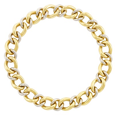 Lot 544 - Two-Color Gold Link Necklace, Bulgari