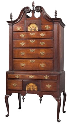 Lot 273 - Queen Anne Walnut High Chest Boston Area,...