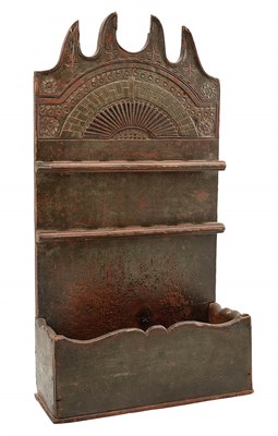Lot 216 - Carved Pine Spoon Rack Possibly Pennsylvania,...