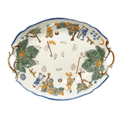 Lot 613 - English Pearlware Tray Circa 1790-1800 Of oval...