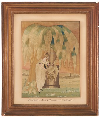 Lot 234 - American Silk Needlework Mourning Picture...