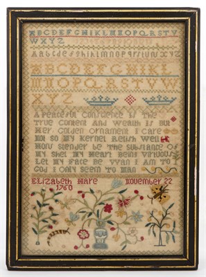 Lot 246 - English Needlework Sampler Worked by Elizabeth...