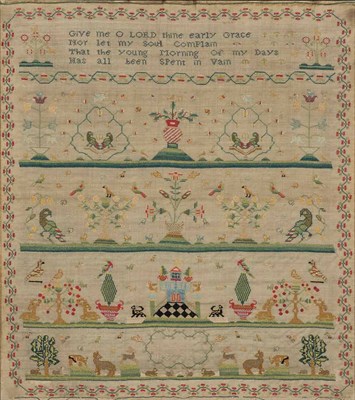 Lot 285 - English Needlework Sampler Worked by Ann...