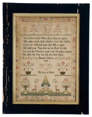 Lot 228 - English Needlework Sampler Worked by Hannah...