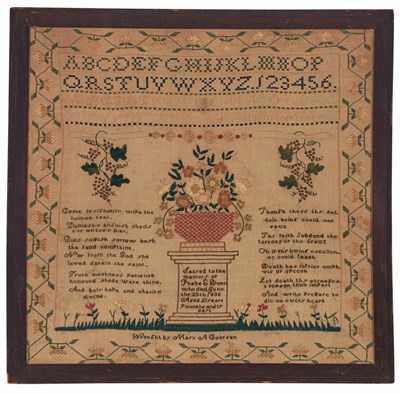 Lot 342 - Needlework Mourning Sampler Wrought by Mary...