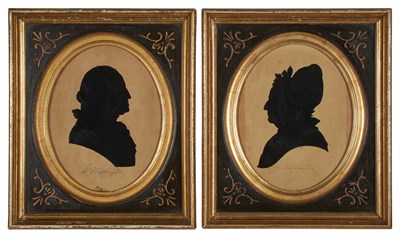 Lot 331 - Pair of Cut Paper Silhouettes of George and...