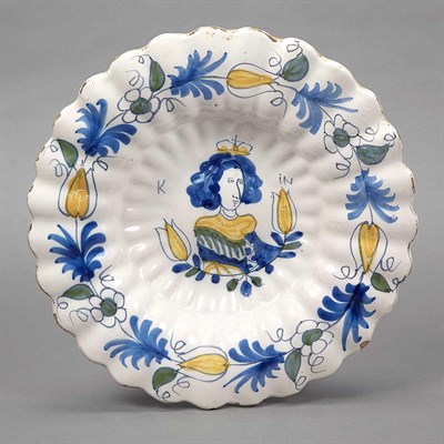 Lot 637 - Dutch Delftware Portrait Charger Diameter 13...