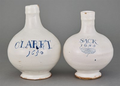Lot 495 - English Delft Claret Jug; Together with a...