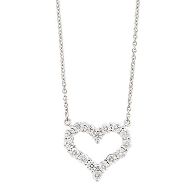 Lot 156 - Platinum and Diamond Heart Pendant-Necklace, Tiffany & Co.