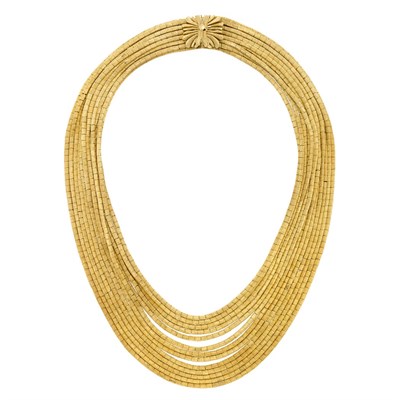 Lot 489 - Thirteen Strand Gold Necklace
