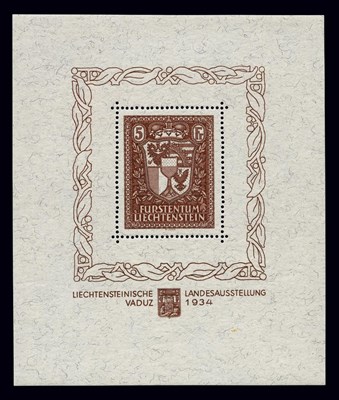 Lot 1019 - Liechtenstein 1934 Vaduz Souvenir Sheet Scott...