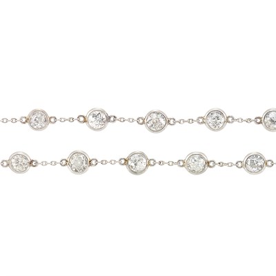 Lot 423 - Long Platinum and Diamond Chain Necklace