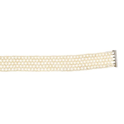 Lot 70 - Belle Epoque Platinum, Pearl and Diamond Choker Necklace, Cartier
