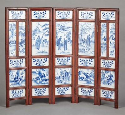 Lot 259 - Chinese Blue and White Porcelain Panel Table...