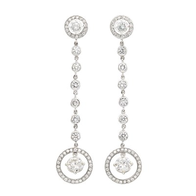 Lot 201 - Pair of White Gold and Diamond Pendant-Earrings