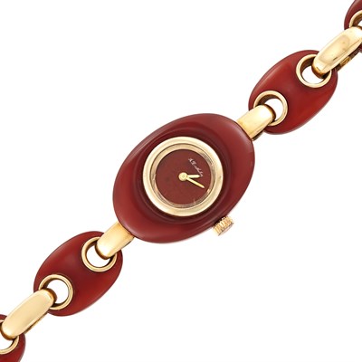 Lot 223 - Gold and Carnelian Wristwatch, A. Barthelay, France